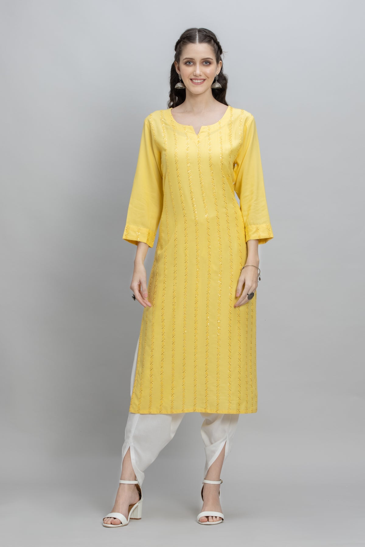 Yellow Embroidered Kurta
