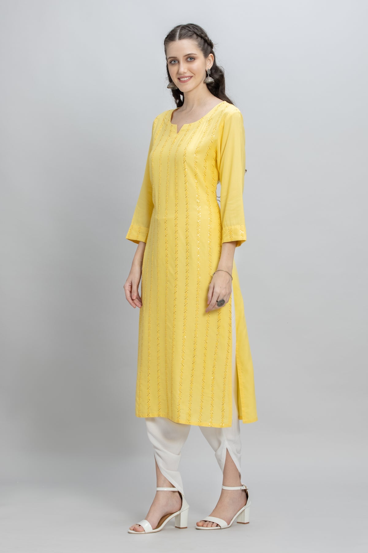 Yellow Embroidered Kurta