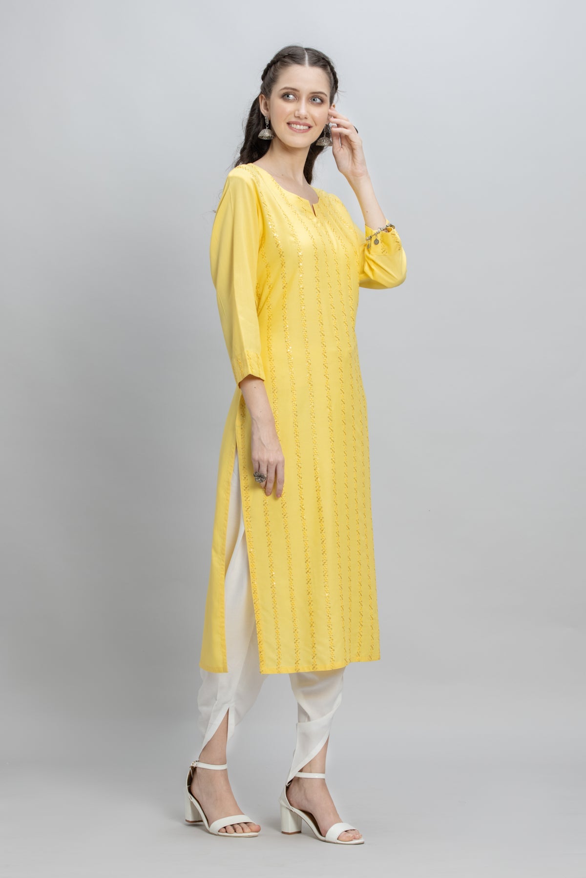 Yellow Embroidered Kurta