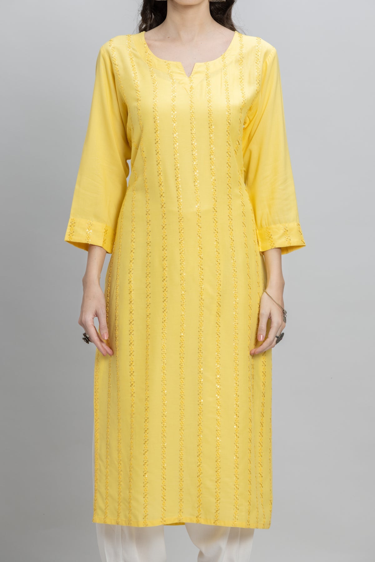 Yellow Embroidered Kurta