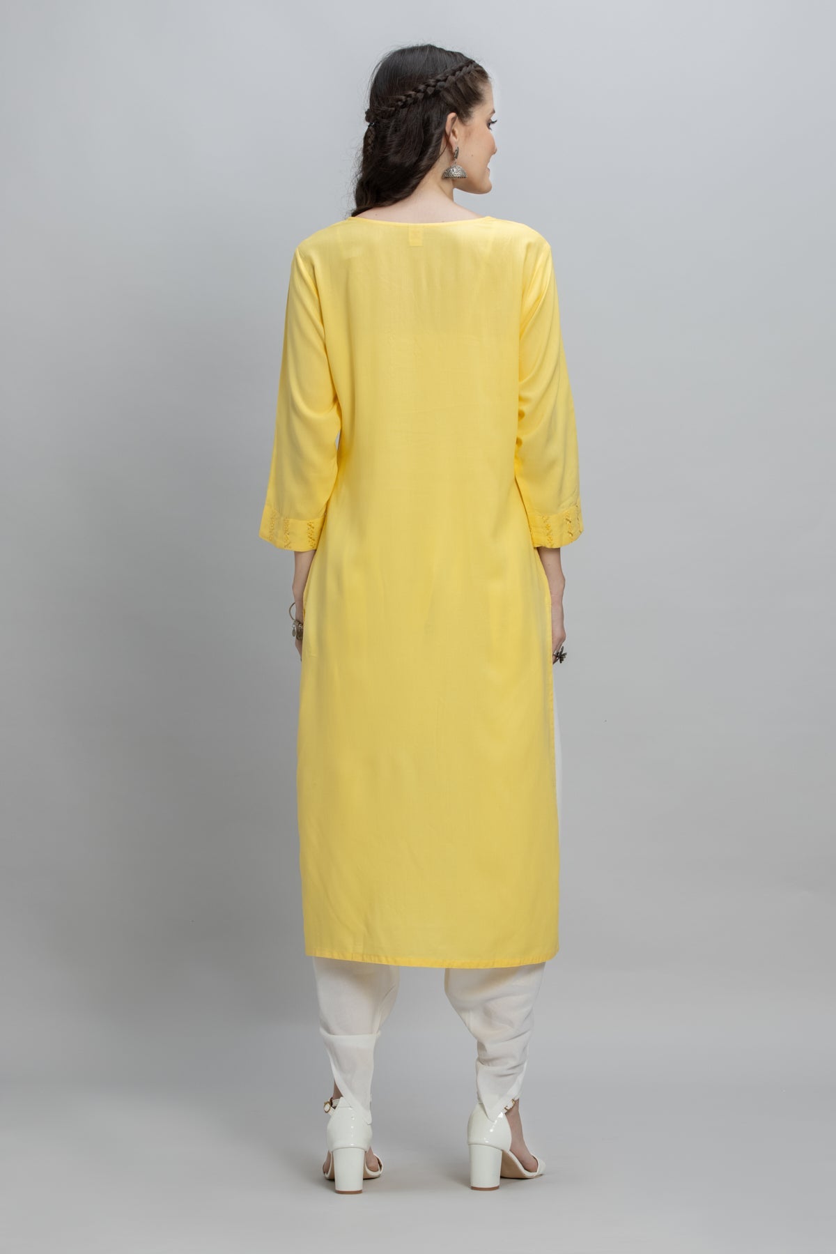 Yellow Embroidered Kurta