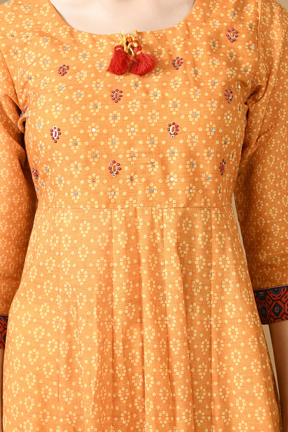 Mustard Yellow Print Midi Dress