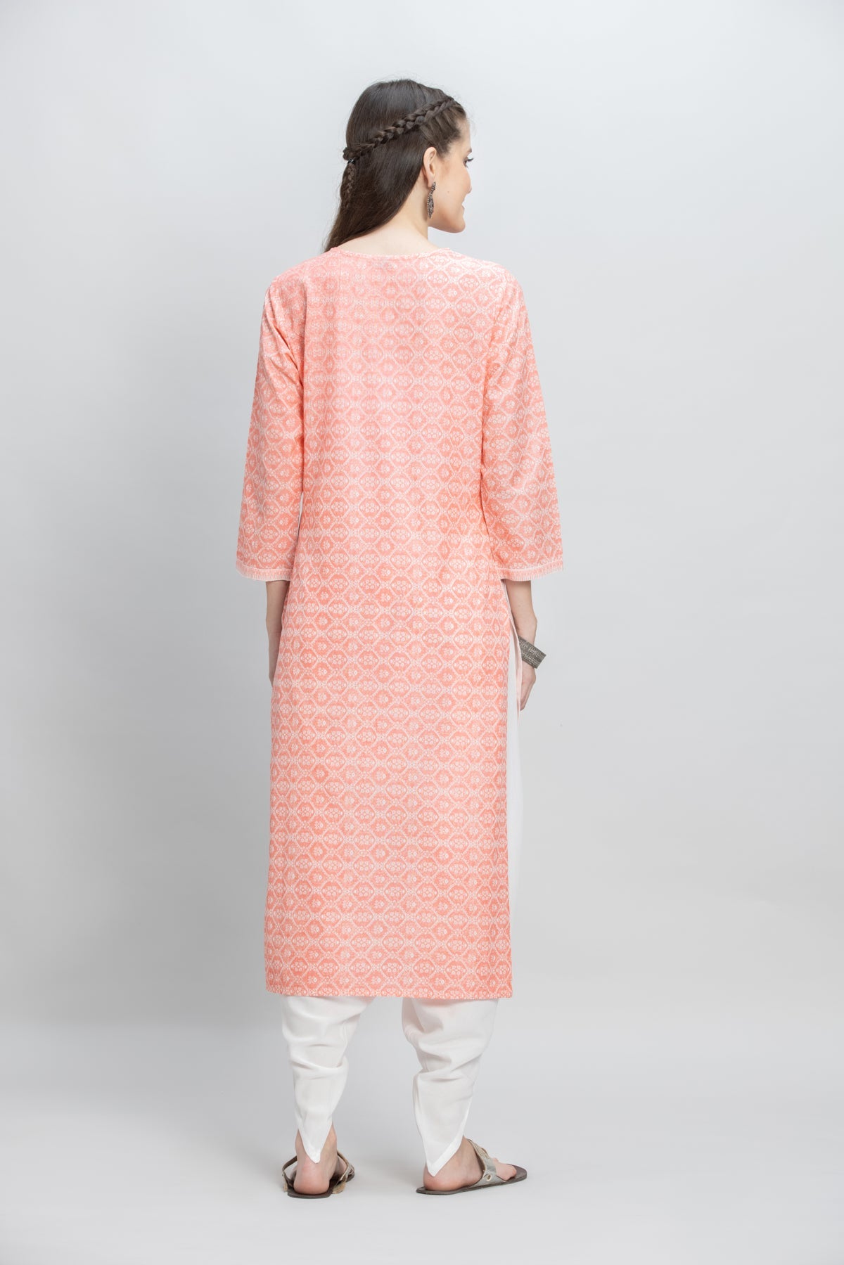 Peach Printed Kurta