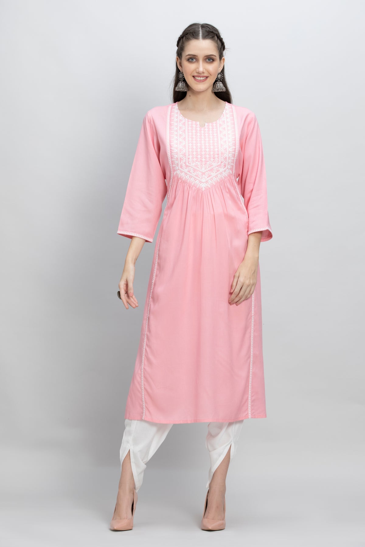 Pink Embroidered Kurta