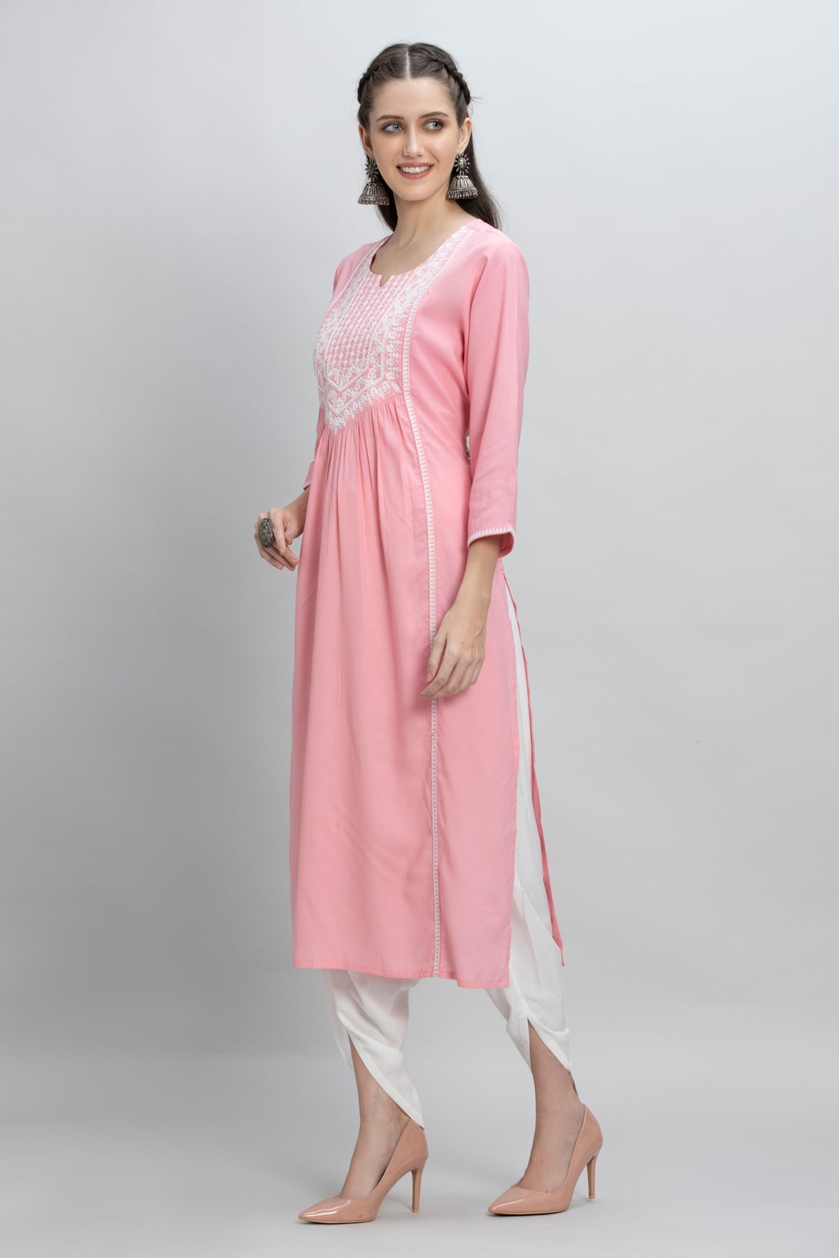 Pink Embroidered Kurta