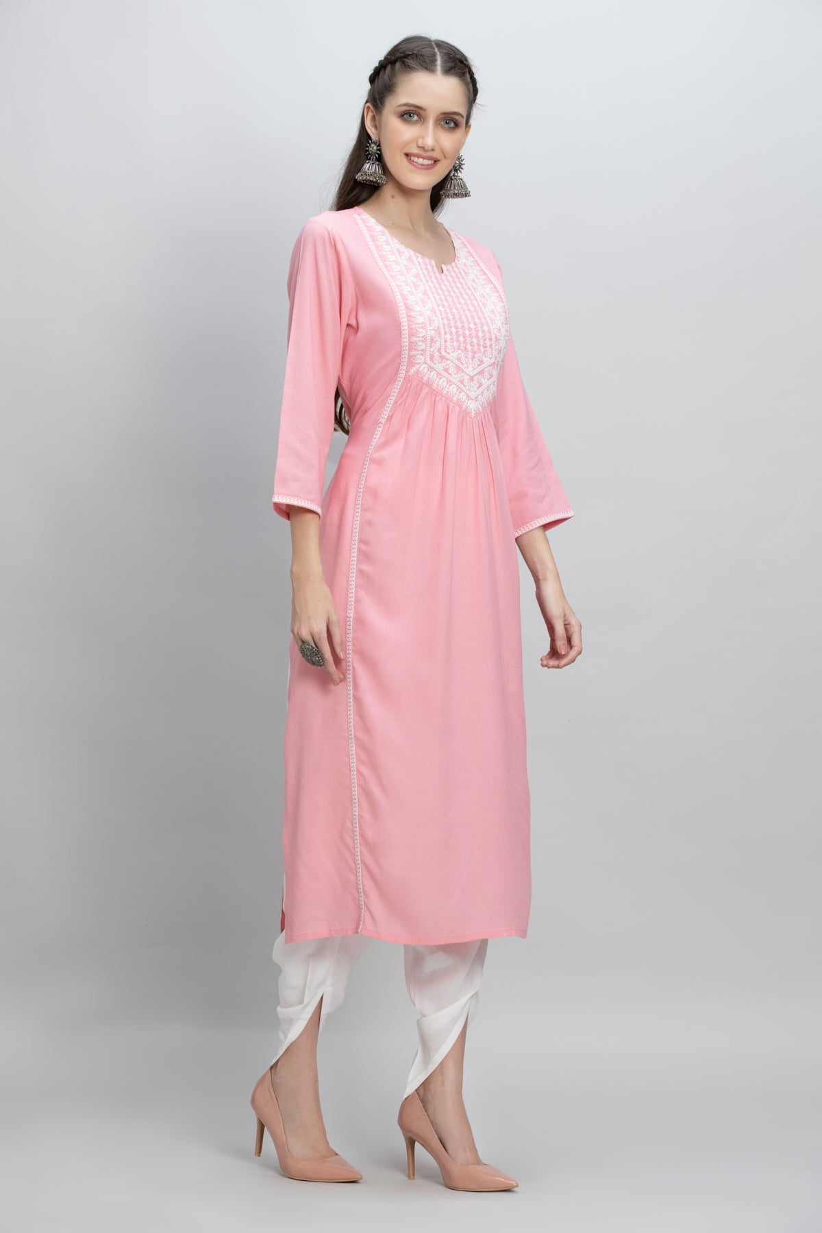 Pink Embroidered Kurta