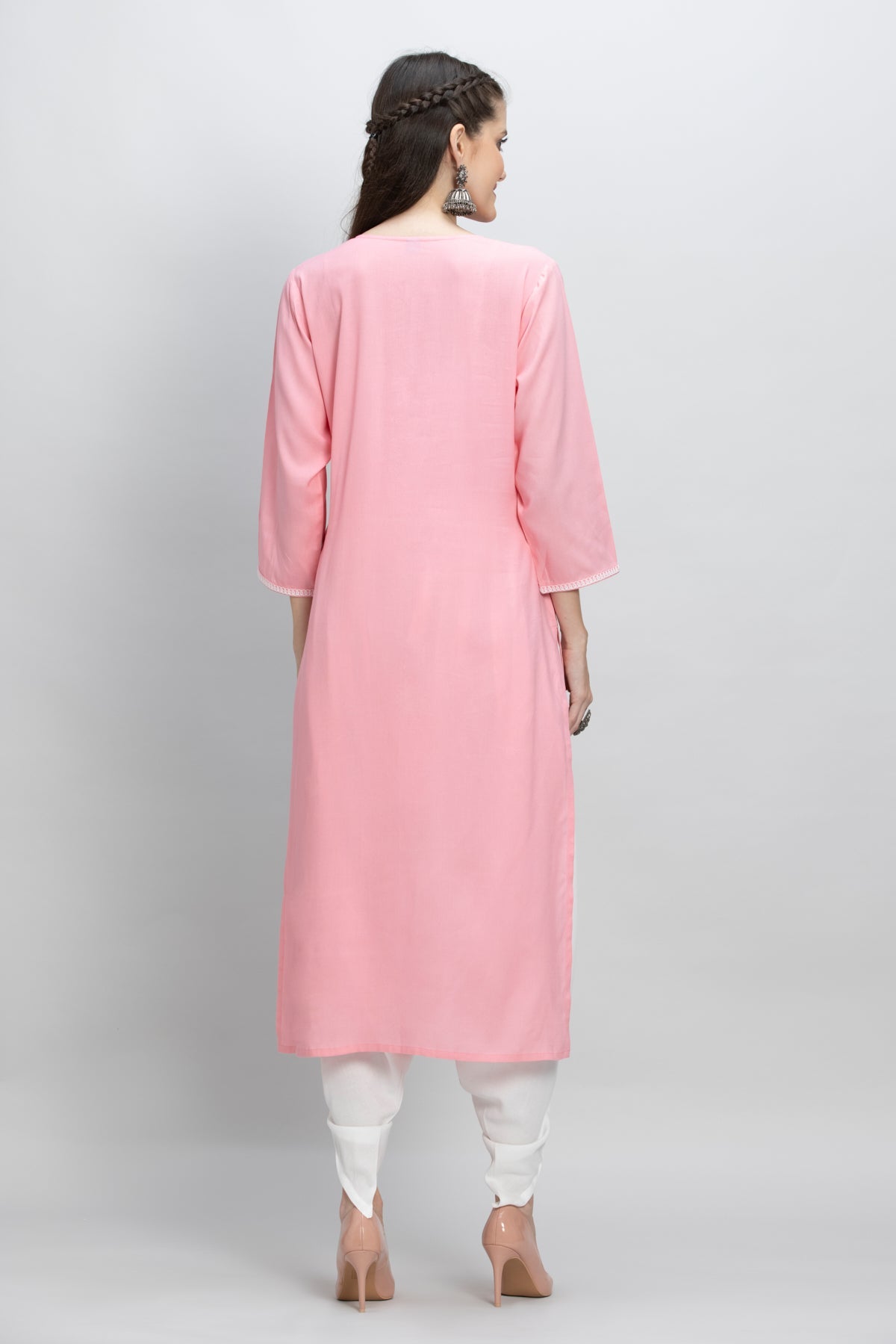 Pink Embroidered Kurta
