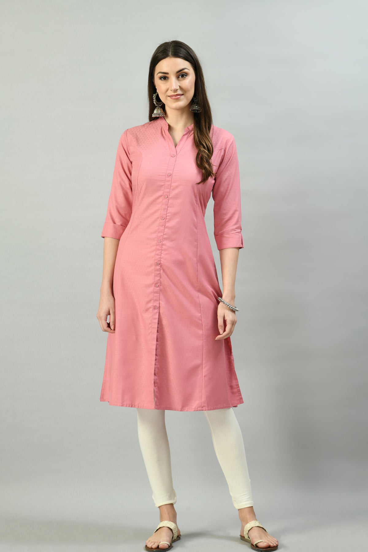 Pink Solid Kurta
