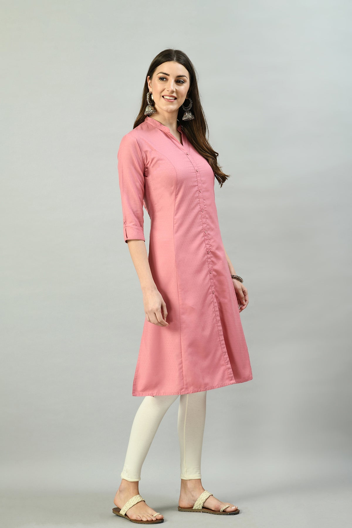 Pink Solid Kurta