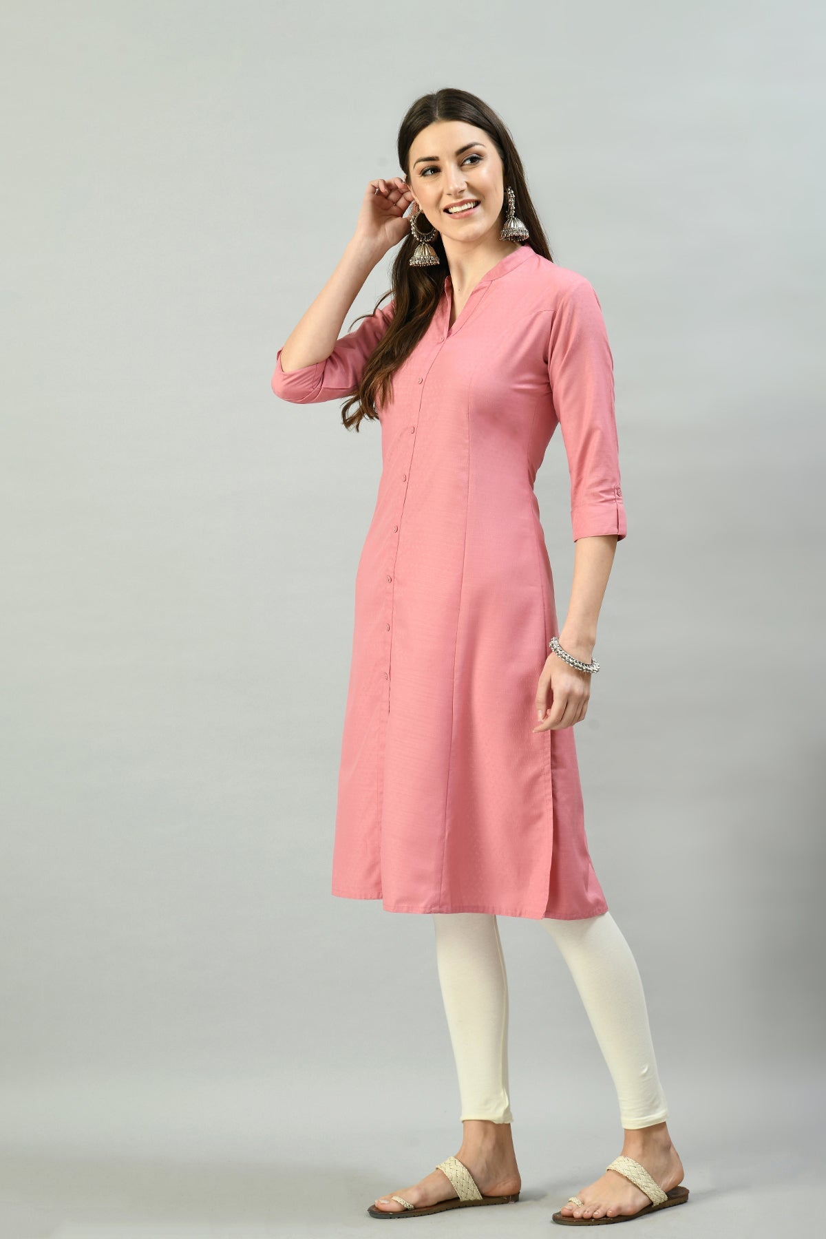 Pink Solid Kurta