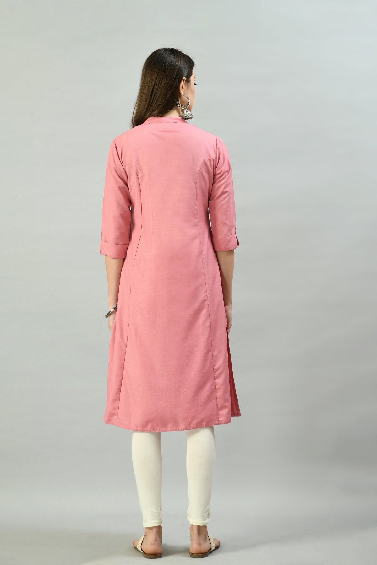 Pink Solid Kurta