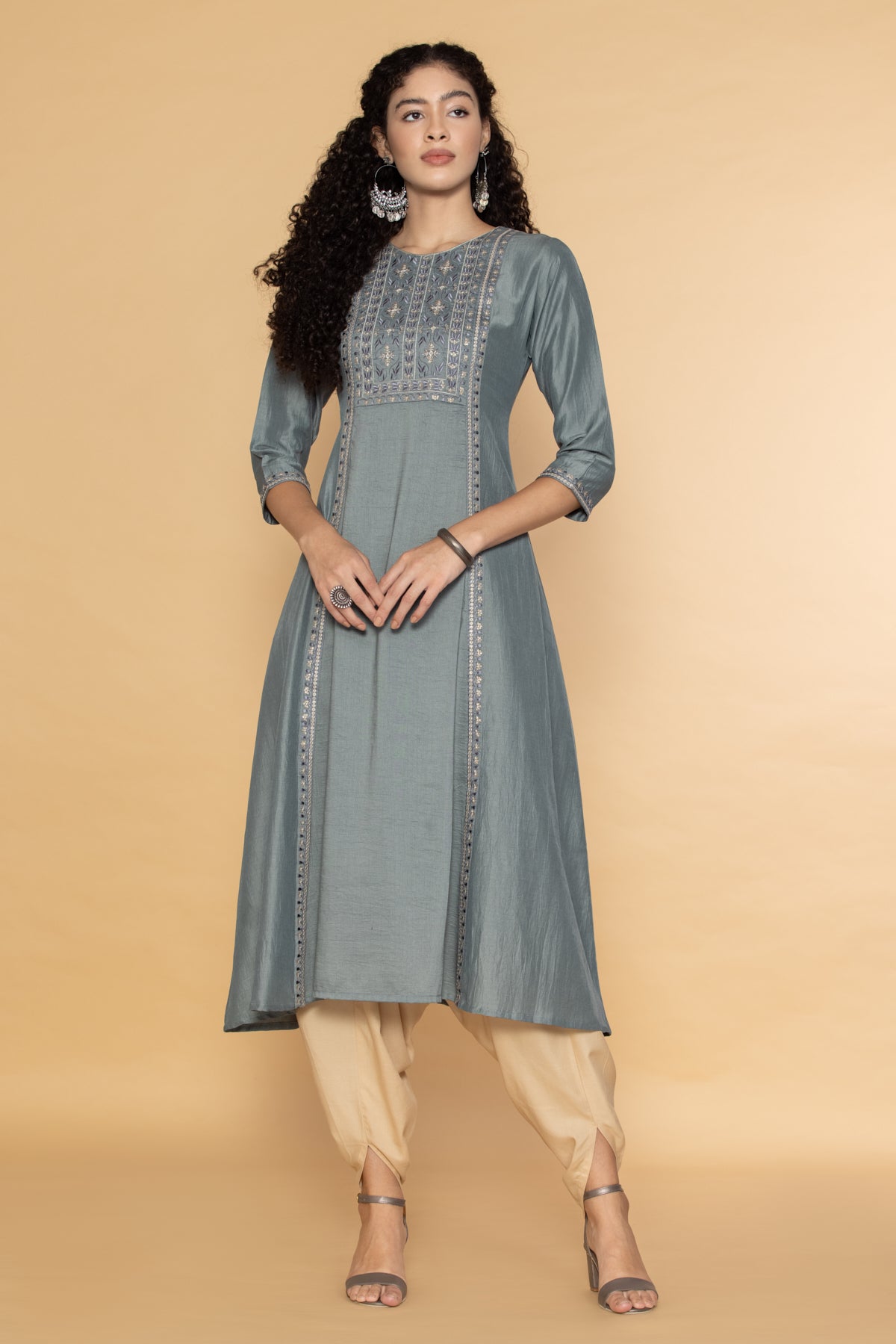Grey Embroidered Dress
