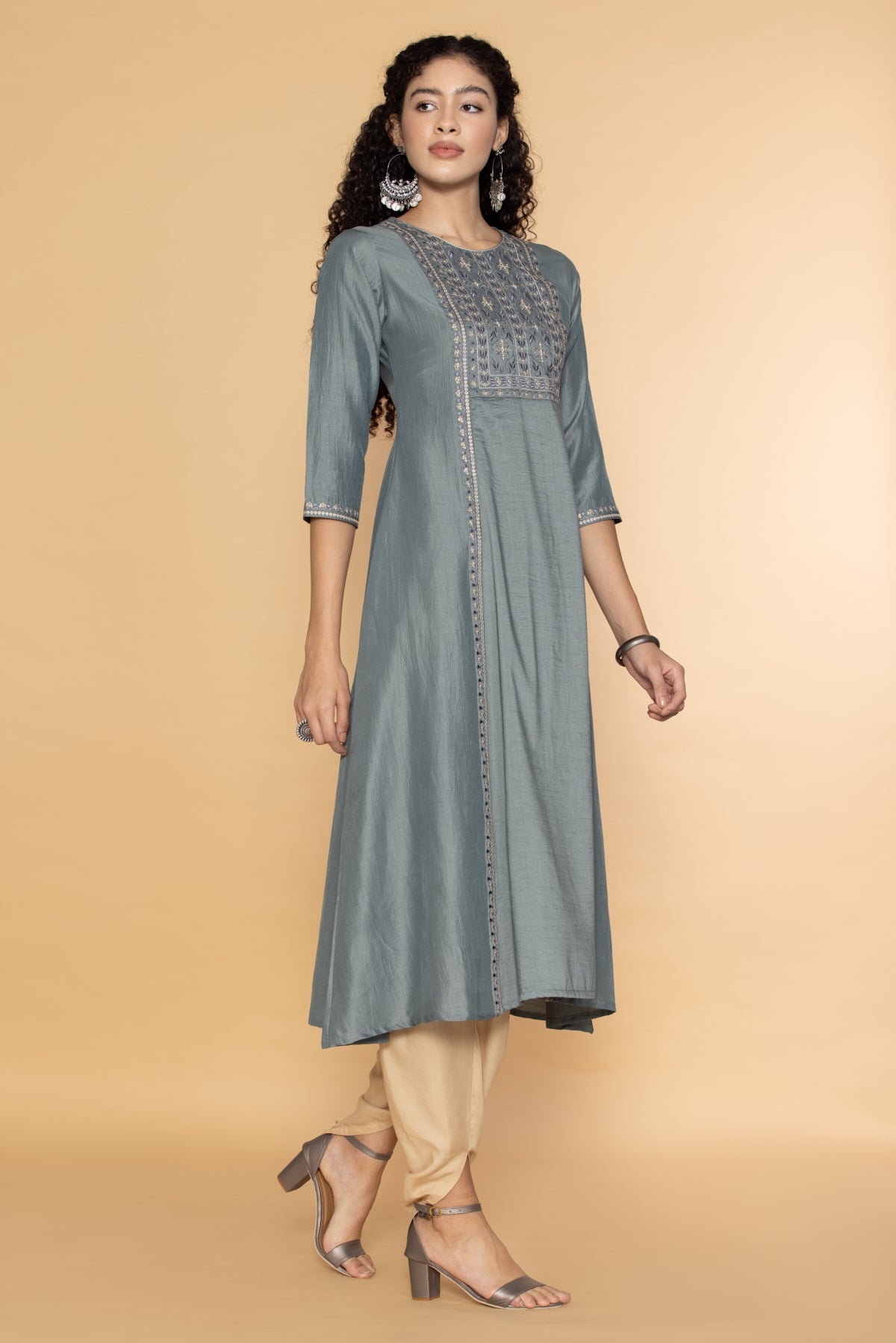 Grey Embroidered Dress