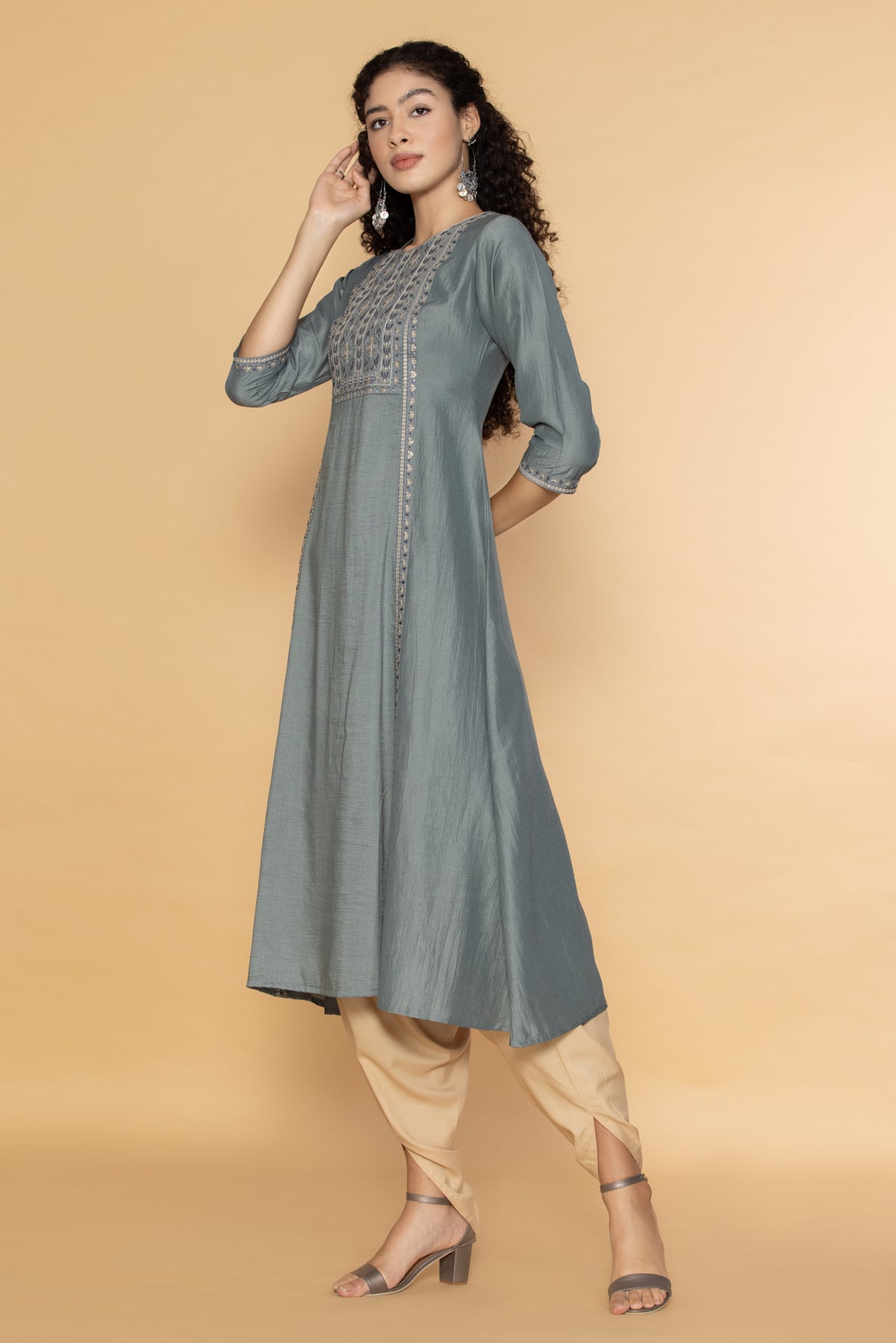 Grey Embroidered Dress