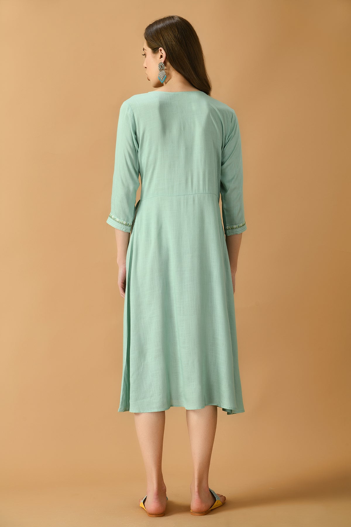 Green Yoke Embroidered Kurta