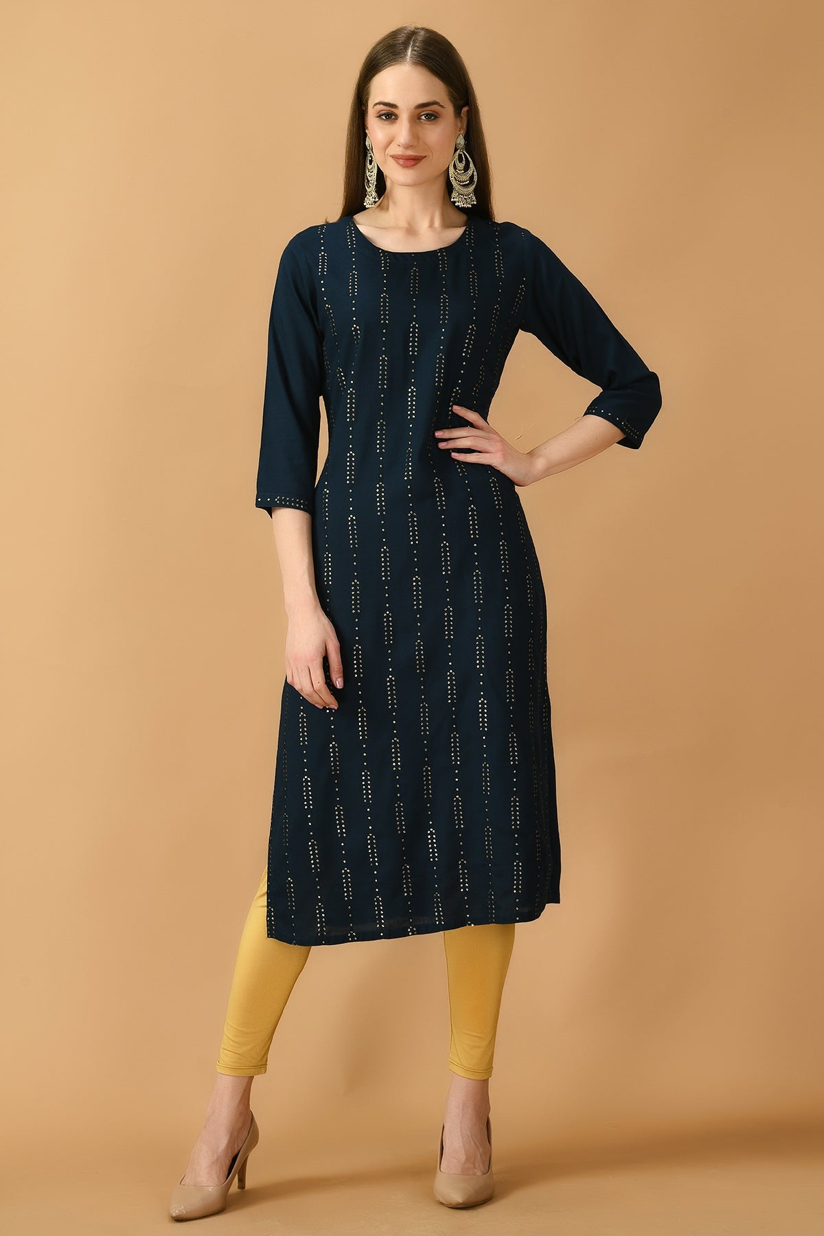 Teal Blue Embroidered Kurta