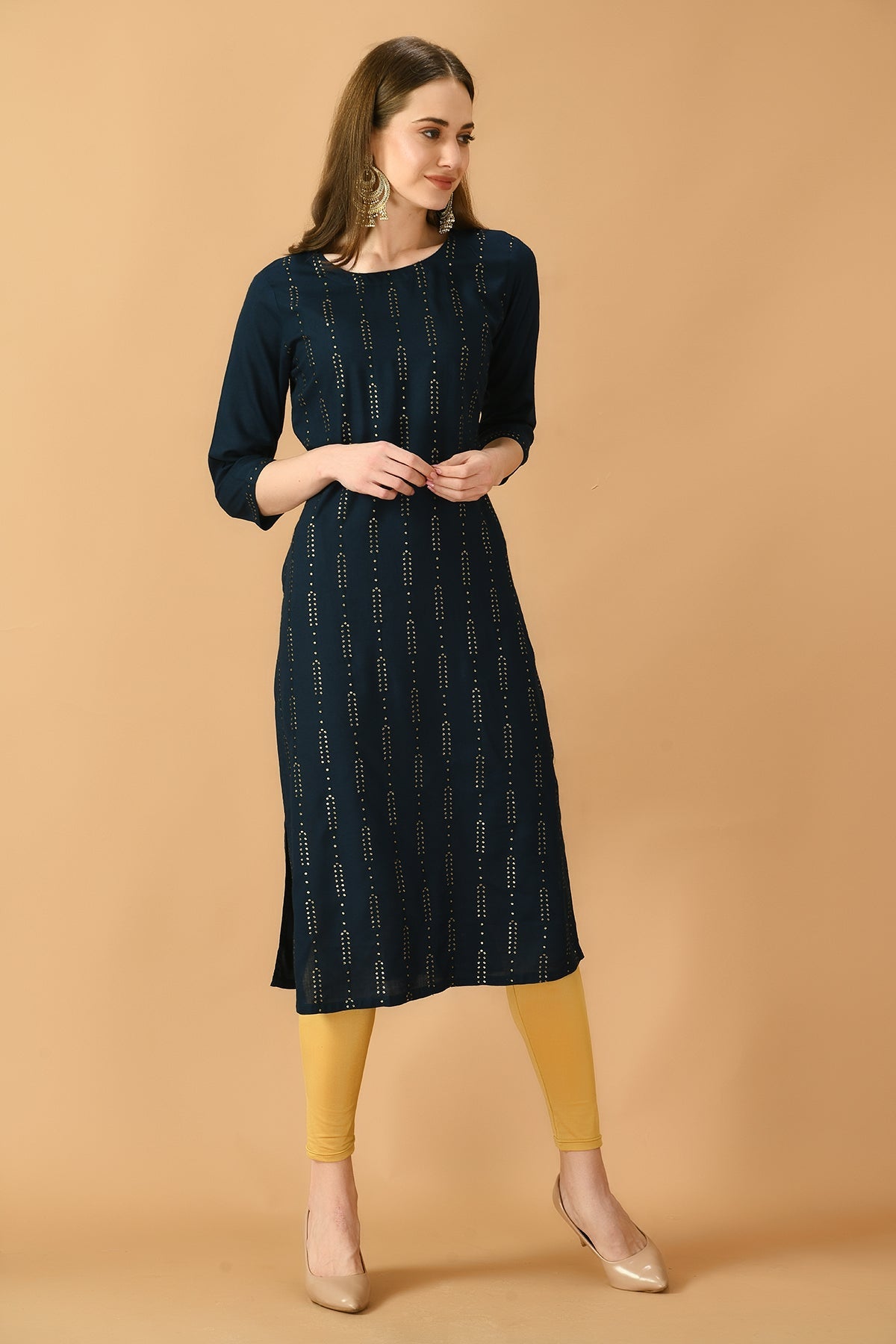 Teal Blue Embroidered Kurta