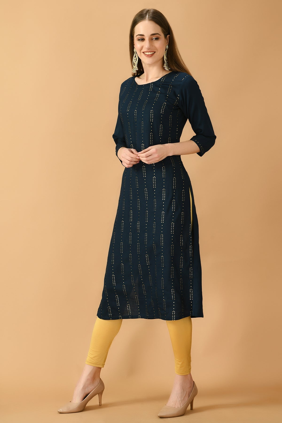 Teal Blue Embroidered Kurta