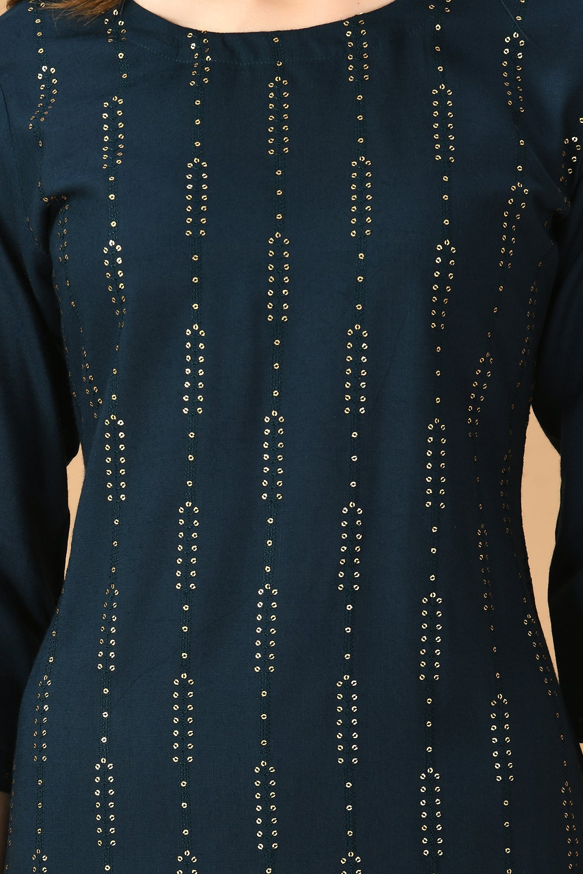 Teal Blue Embroidered Kurta