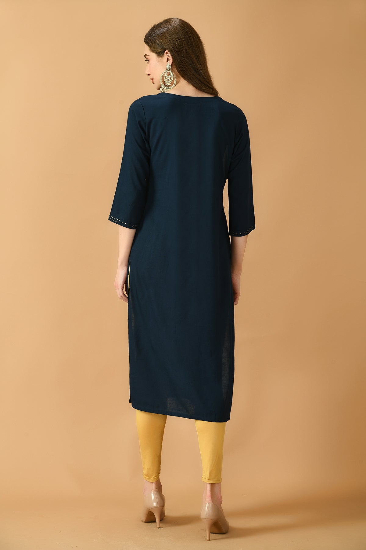 Teal Blue Embroidered Kurta