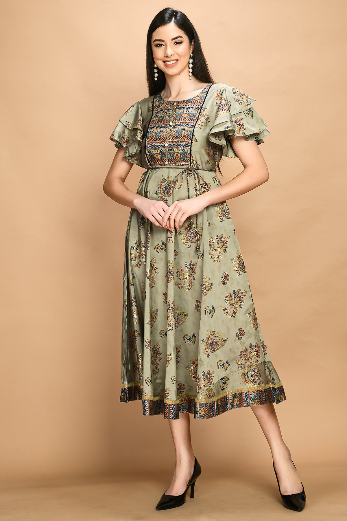 Grey Printed Dress