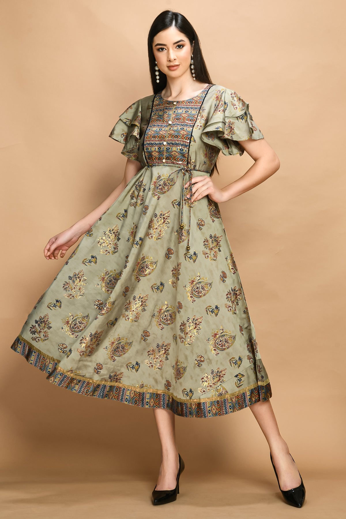 Grey Printed Dress