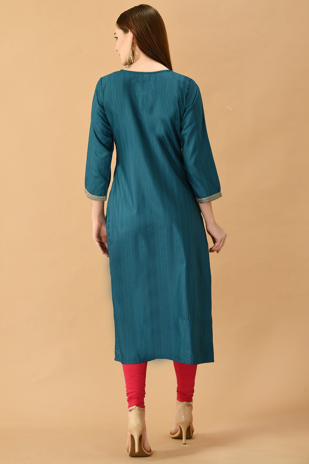 Teal Yoke Embroidered Kurta