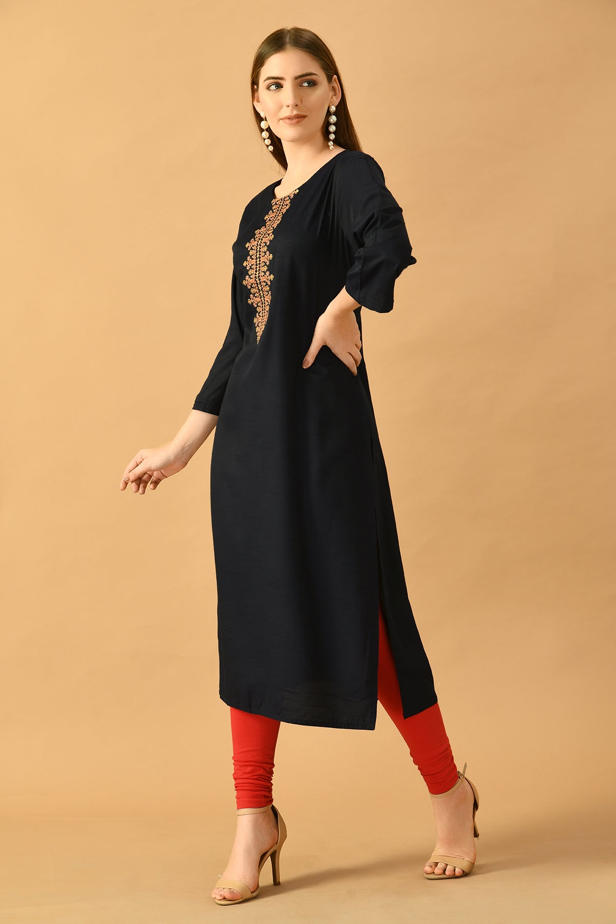Blue Yoke Embroidered Kurta