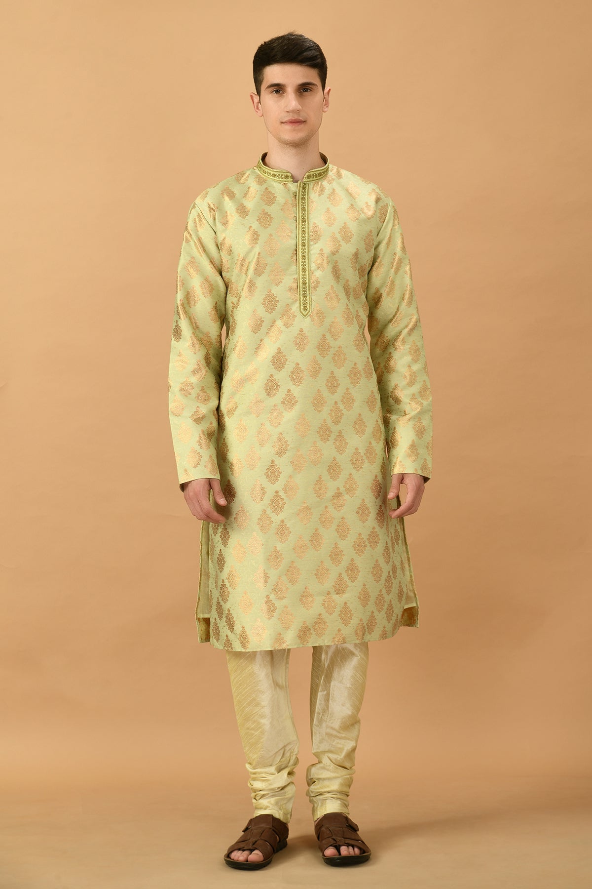 Green Self Design Kurta Set