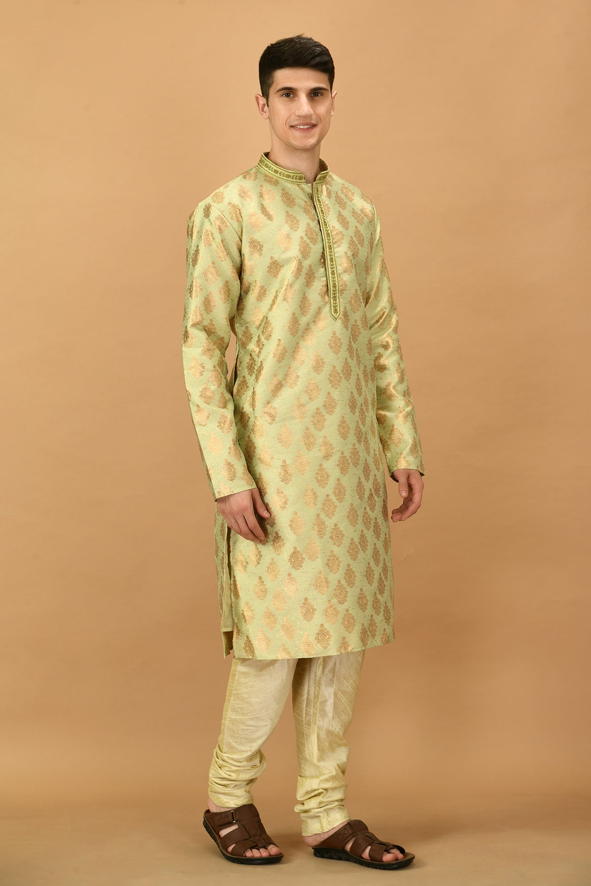 Green Self Design Kurta Set