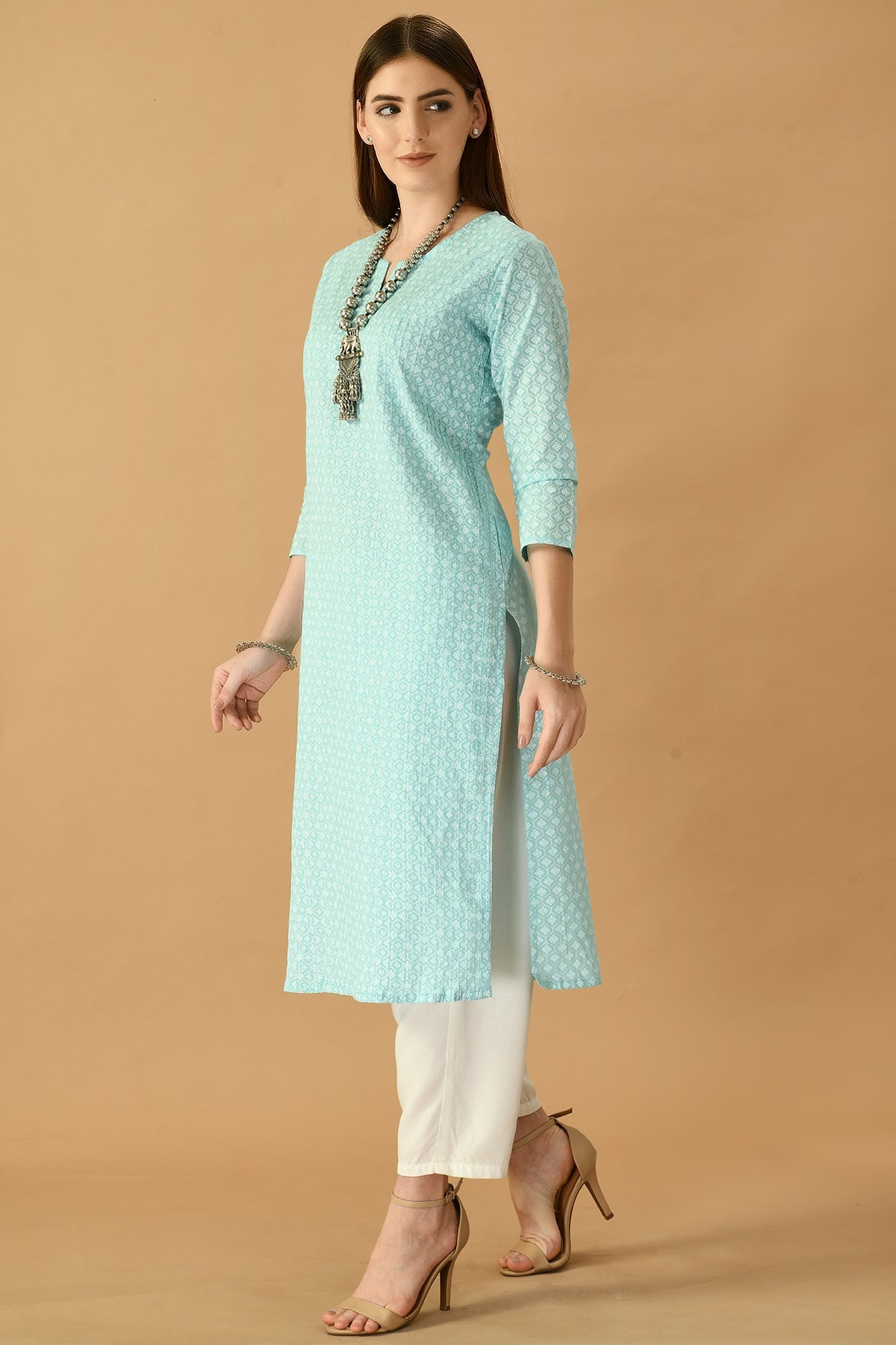 Green Printed Kurta