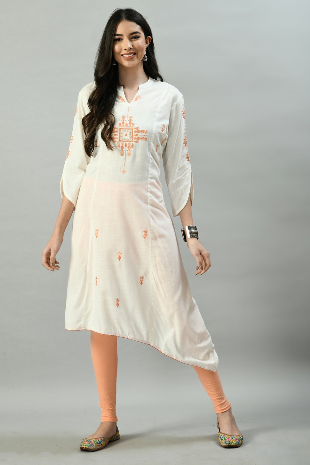 Off-White Embroidered Kurta