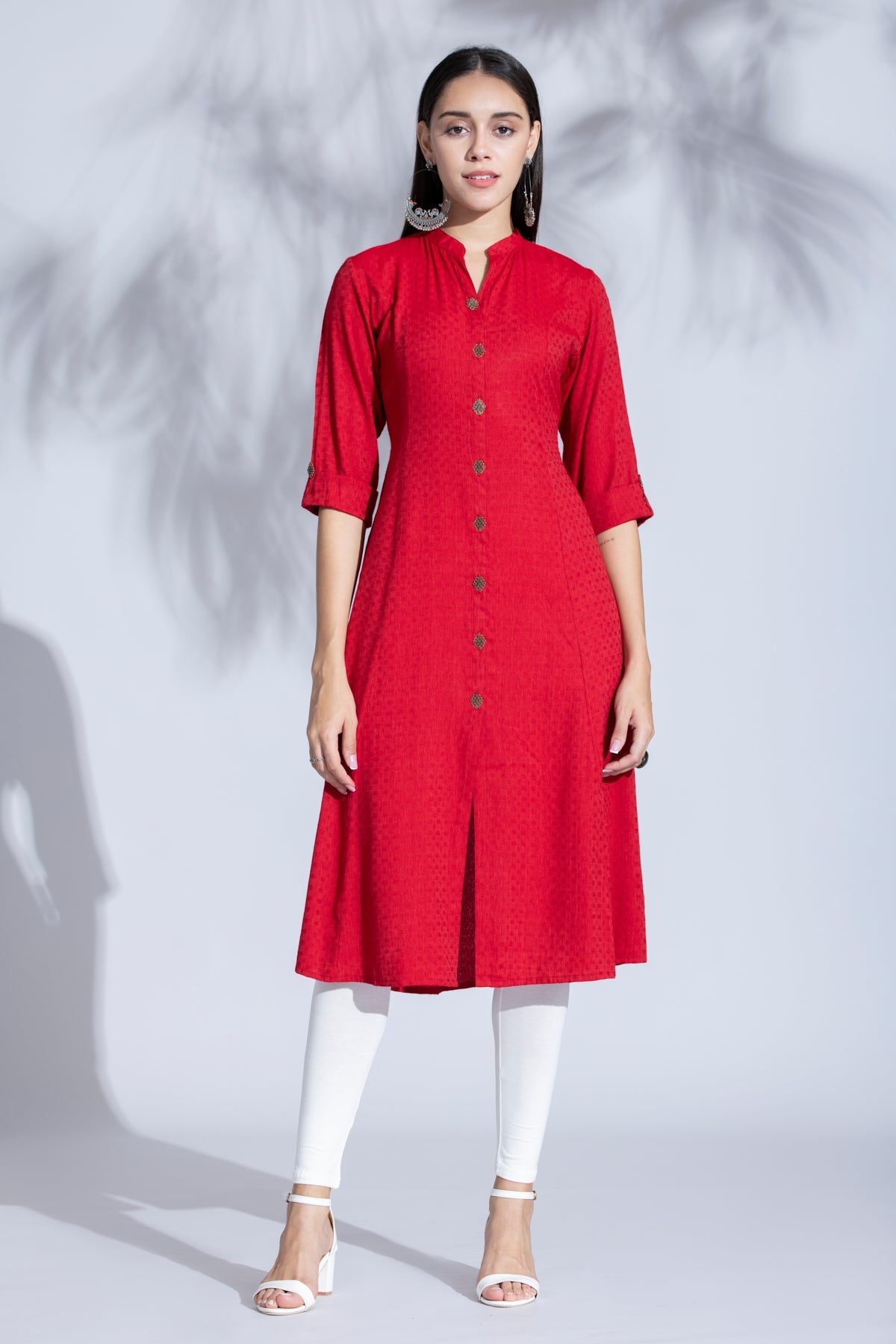 Maroon Solid Kurta