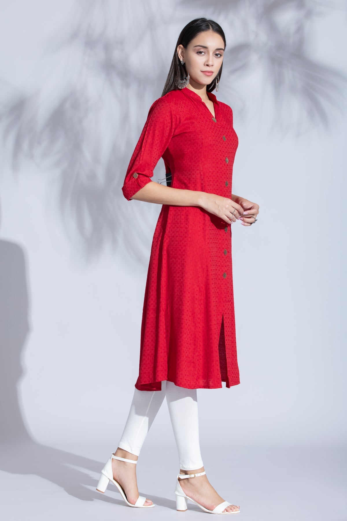 Maroon Solid Kurta