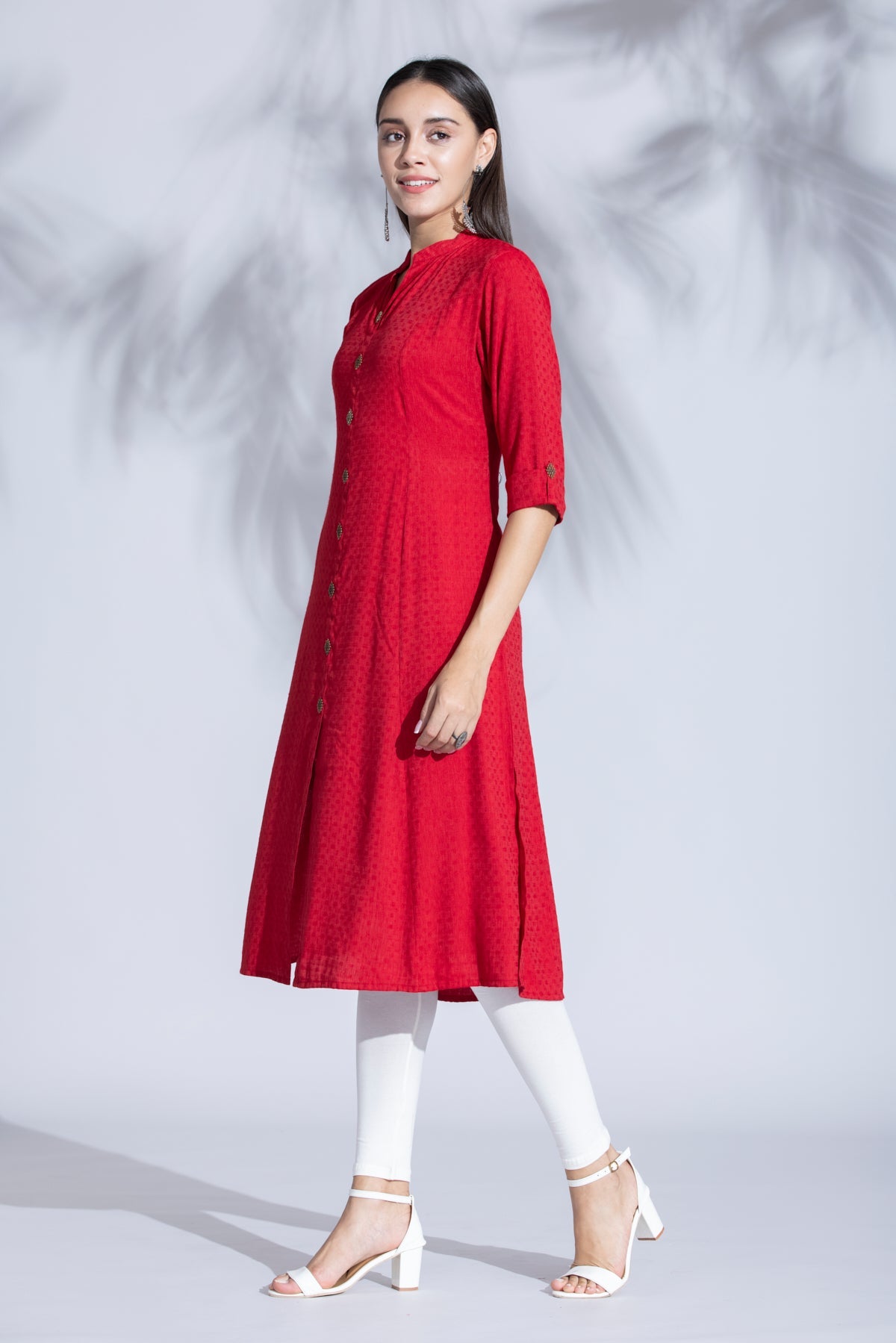 Maroon Solid Kurta