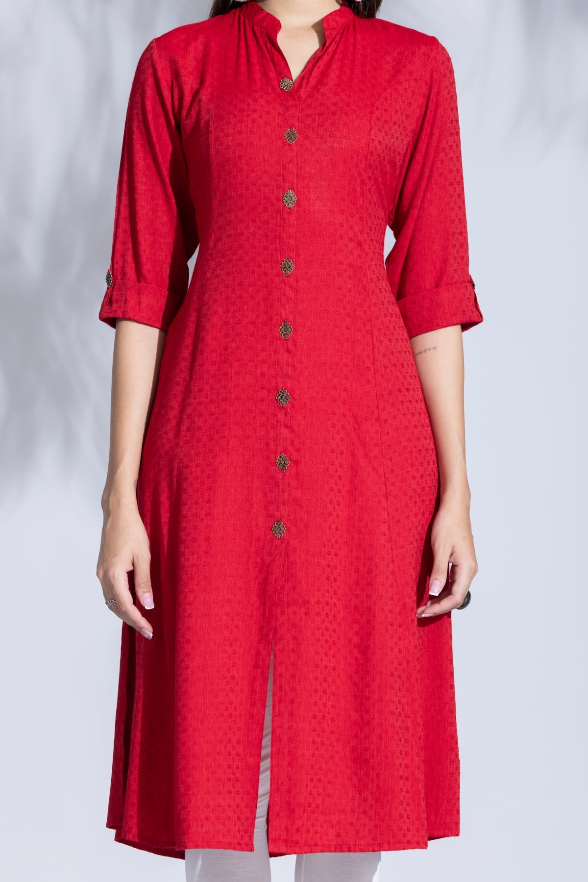 Maroon Solid Kurta