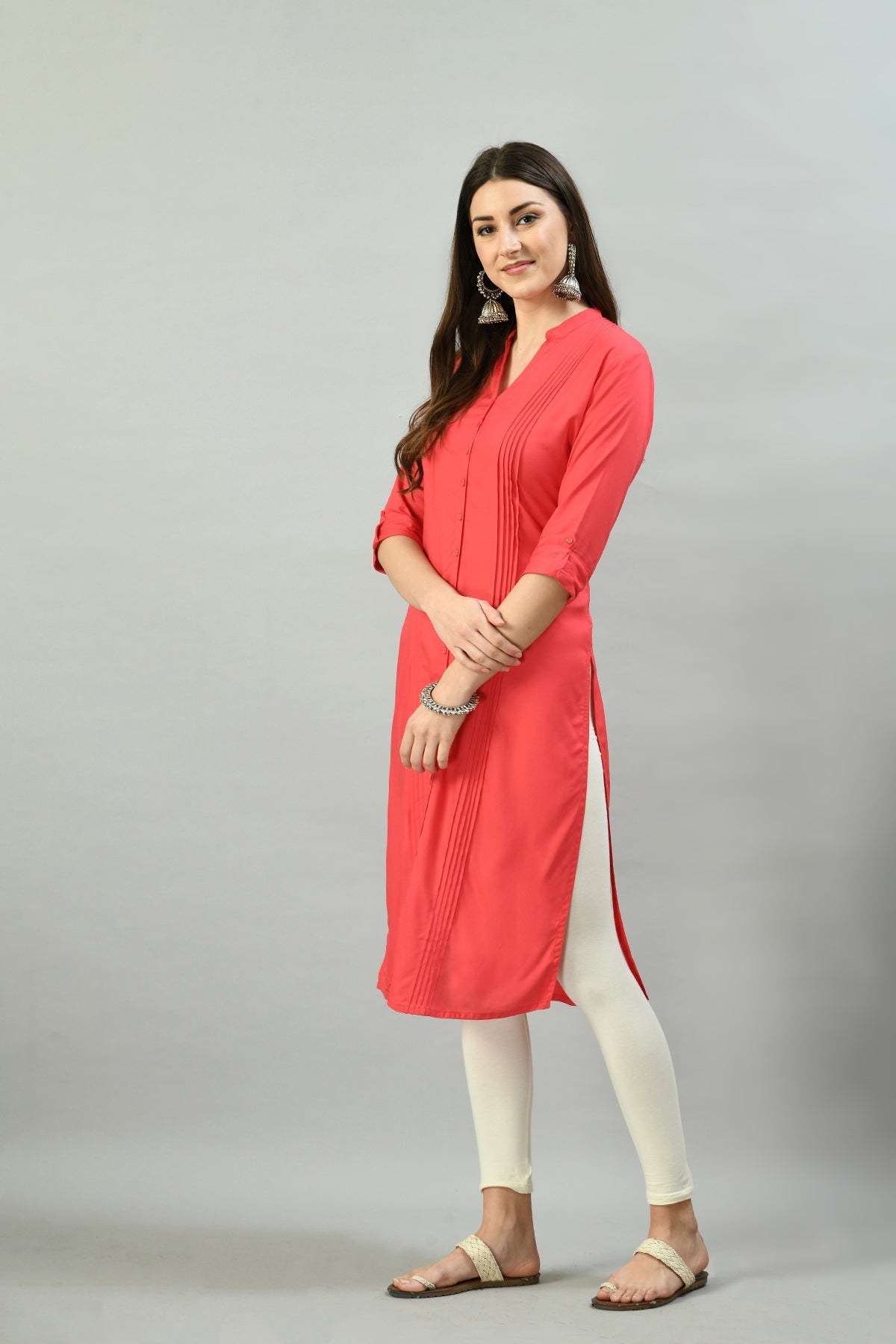 Pink Solid Kurta