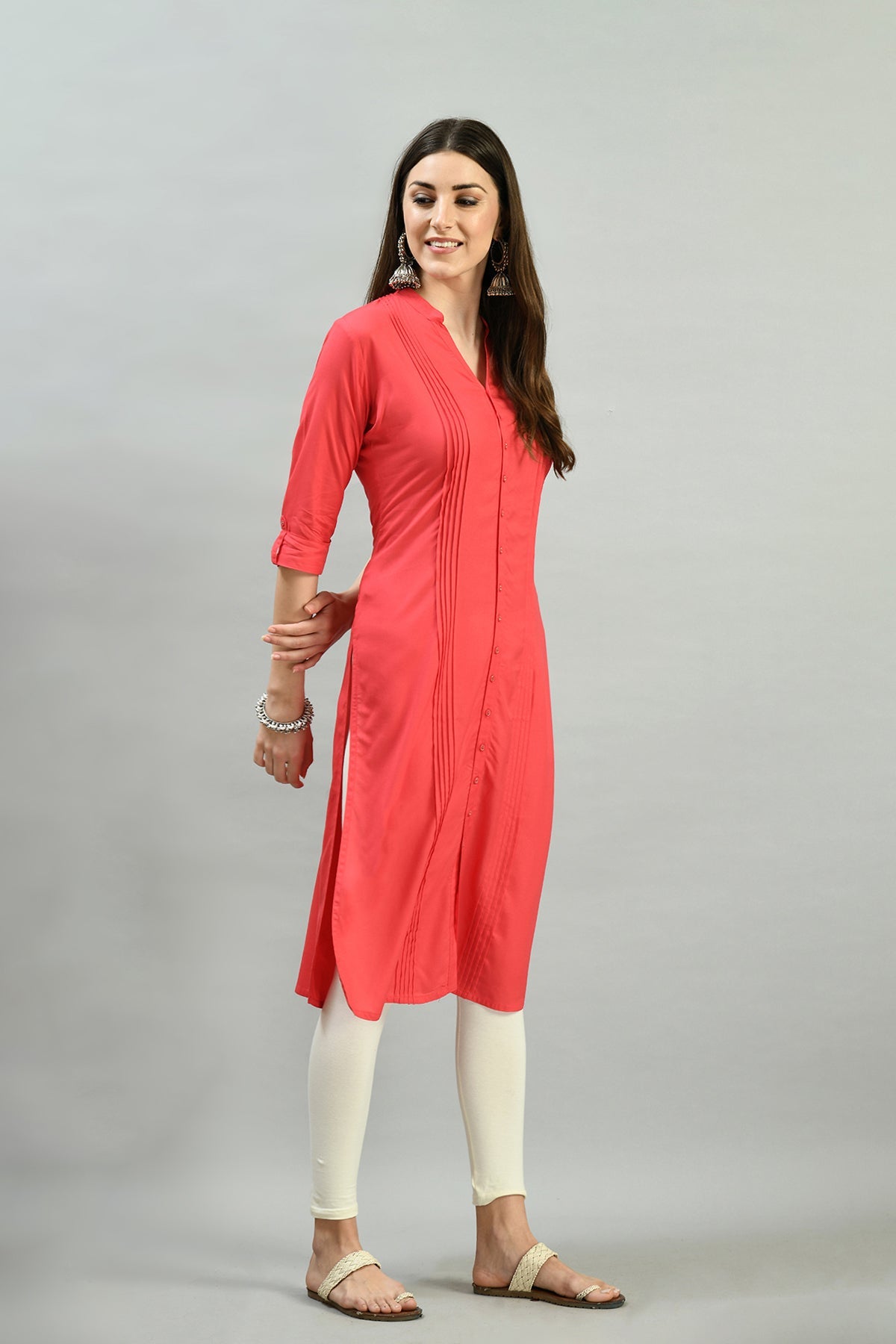 Pink Solid Kurta