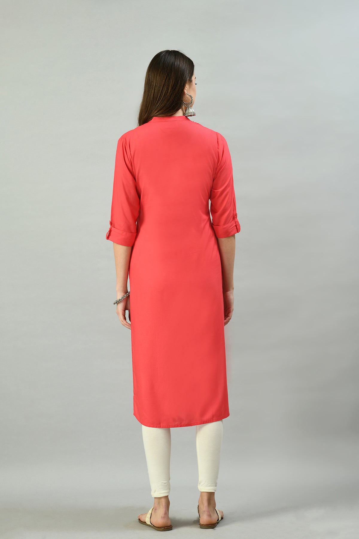 Pink Solid Kurta
