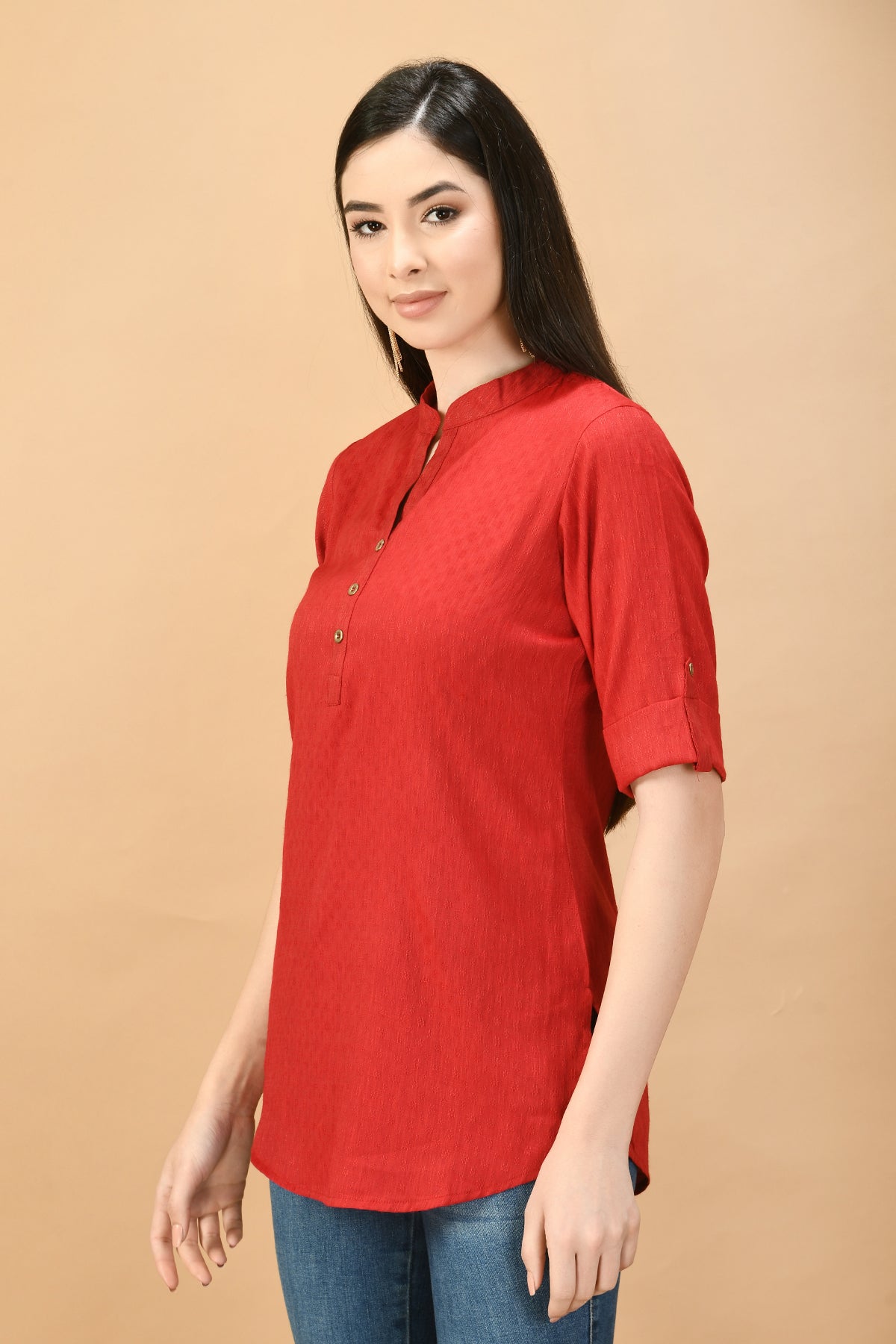 Maroon Solid Straight Top