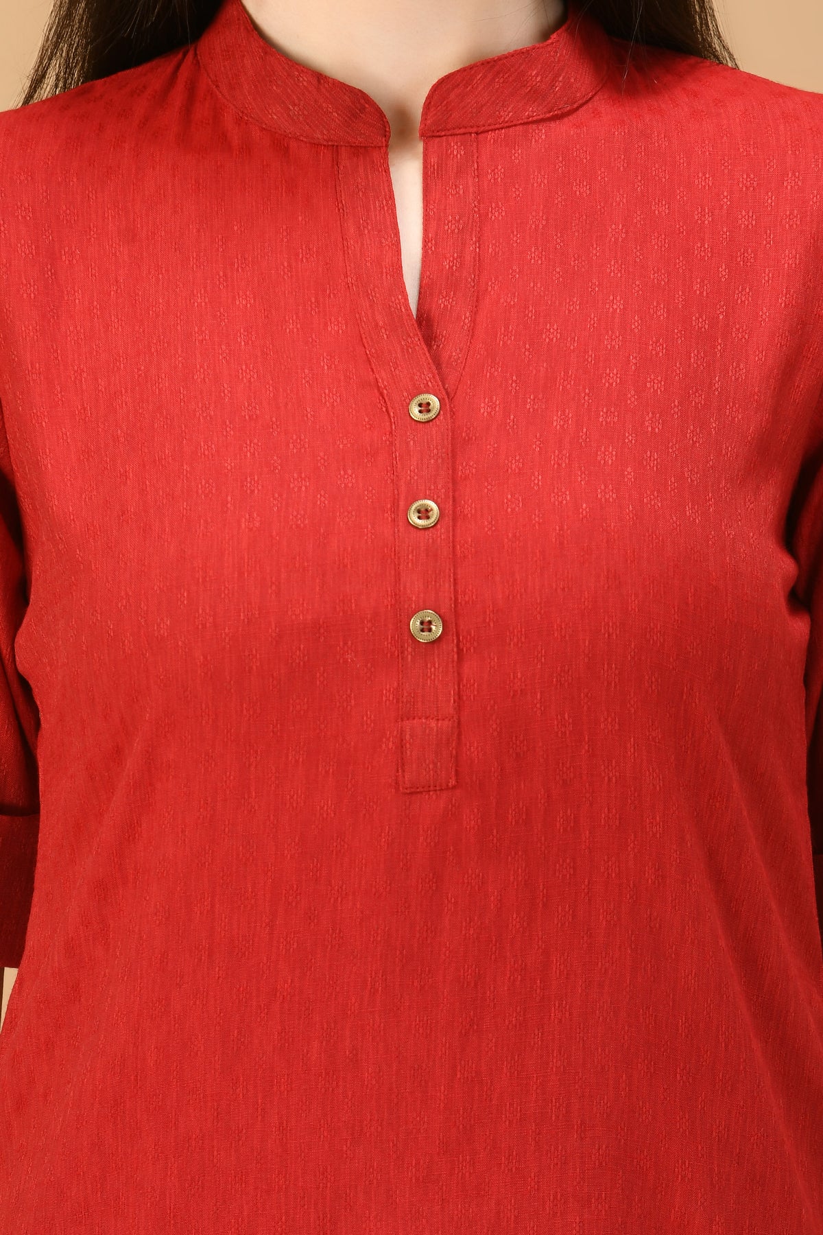 Maroon Solid Straight Top
