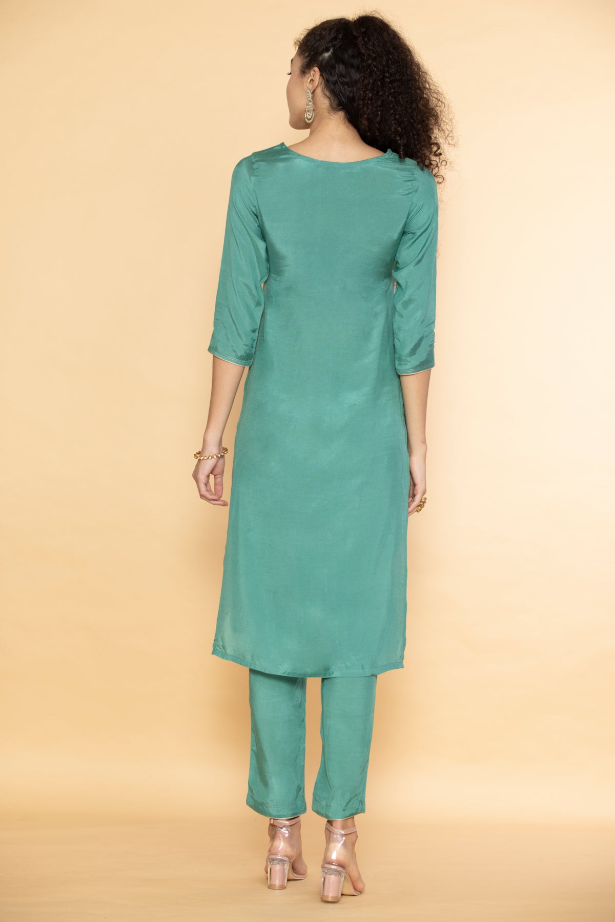 Green Embroidered Kurta Set