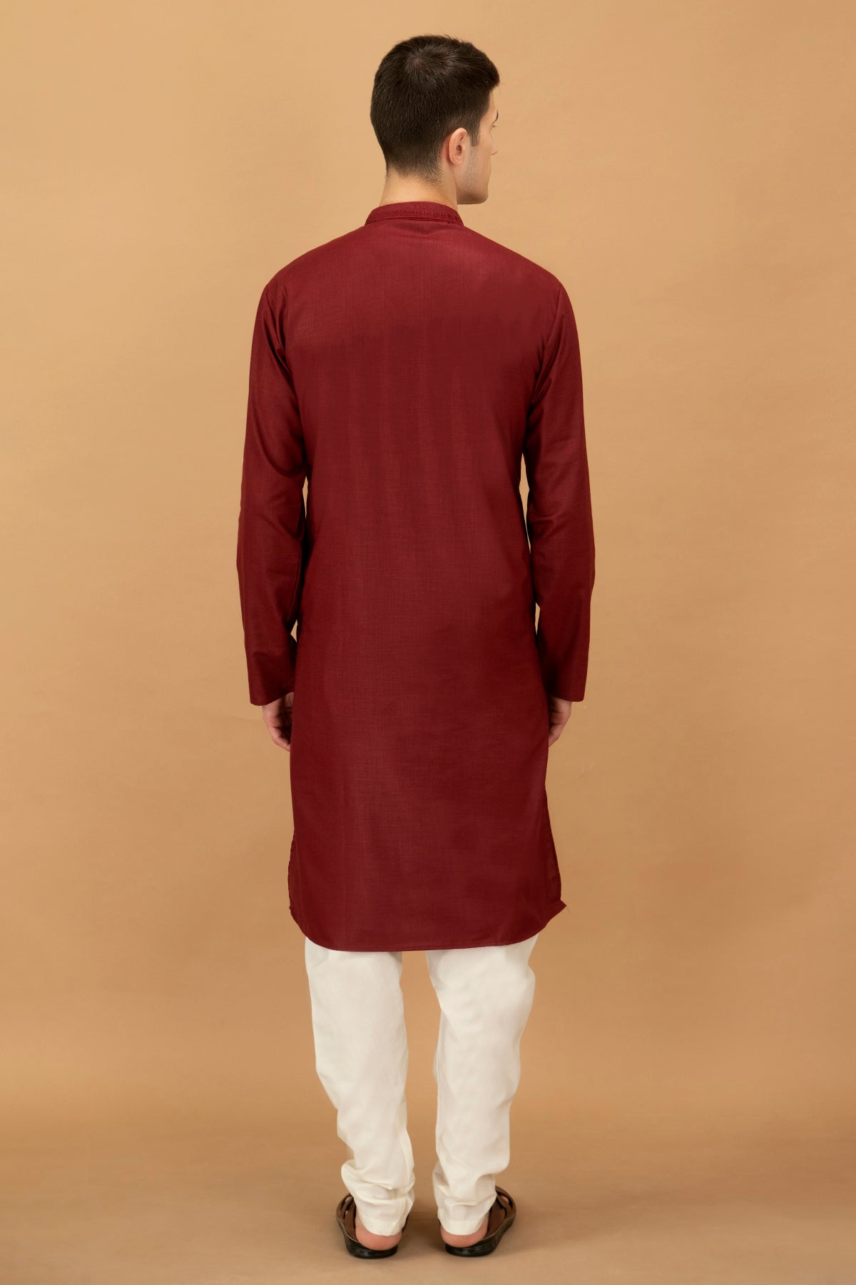 Maroon Floral Yoke Embroidered Kurta Set