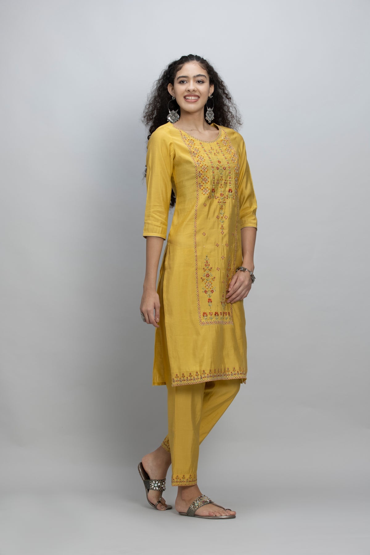 Yellow Embroidered Kurta Set