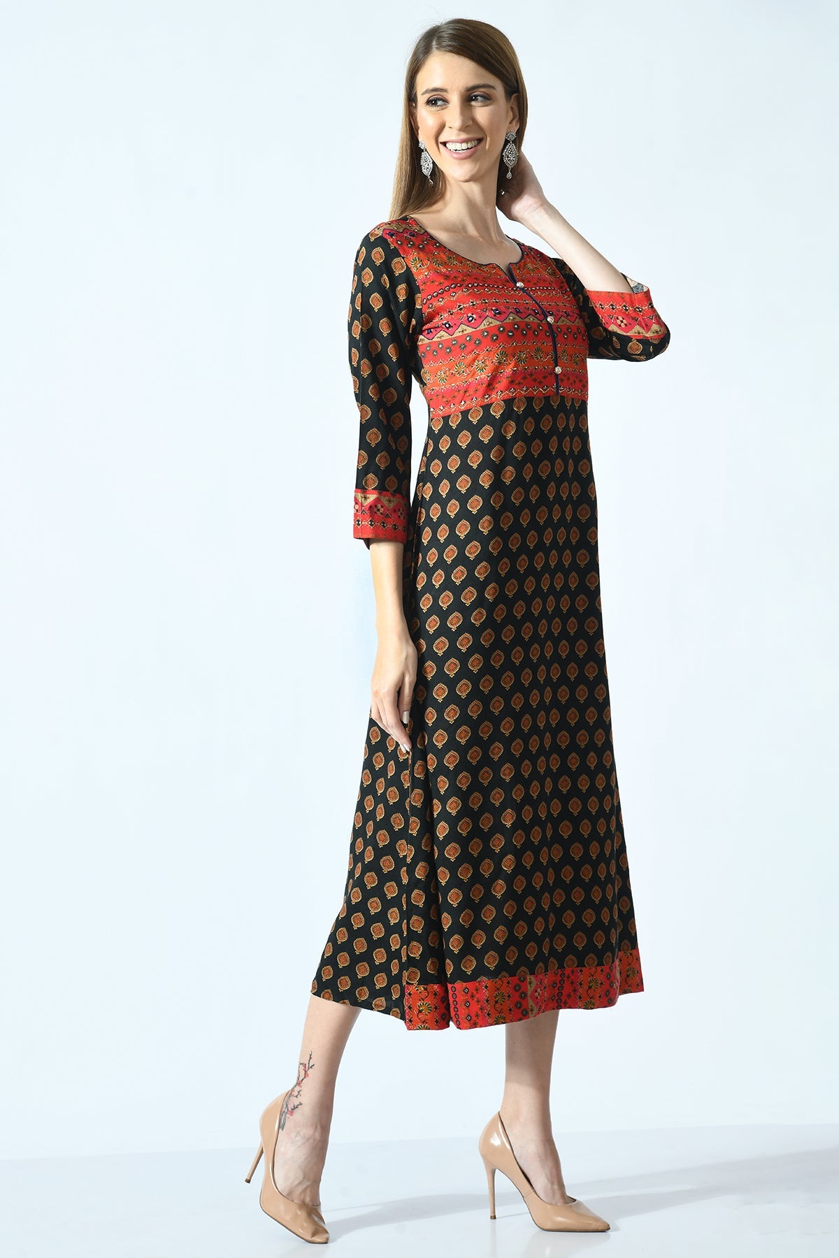 Multi Printed A Line Dress