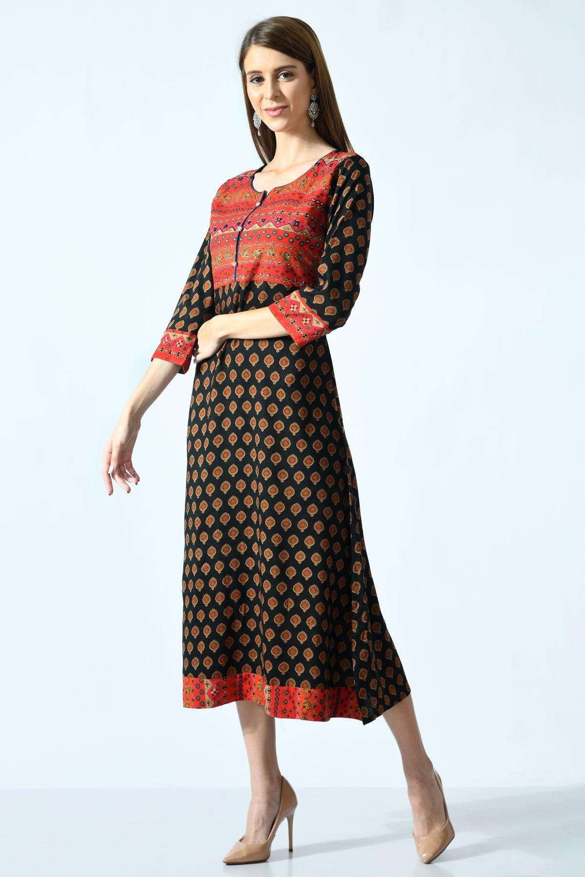 Multi Printed A Line Dress