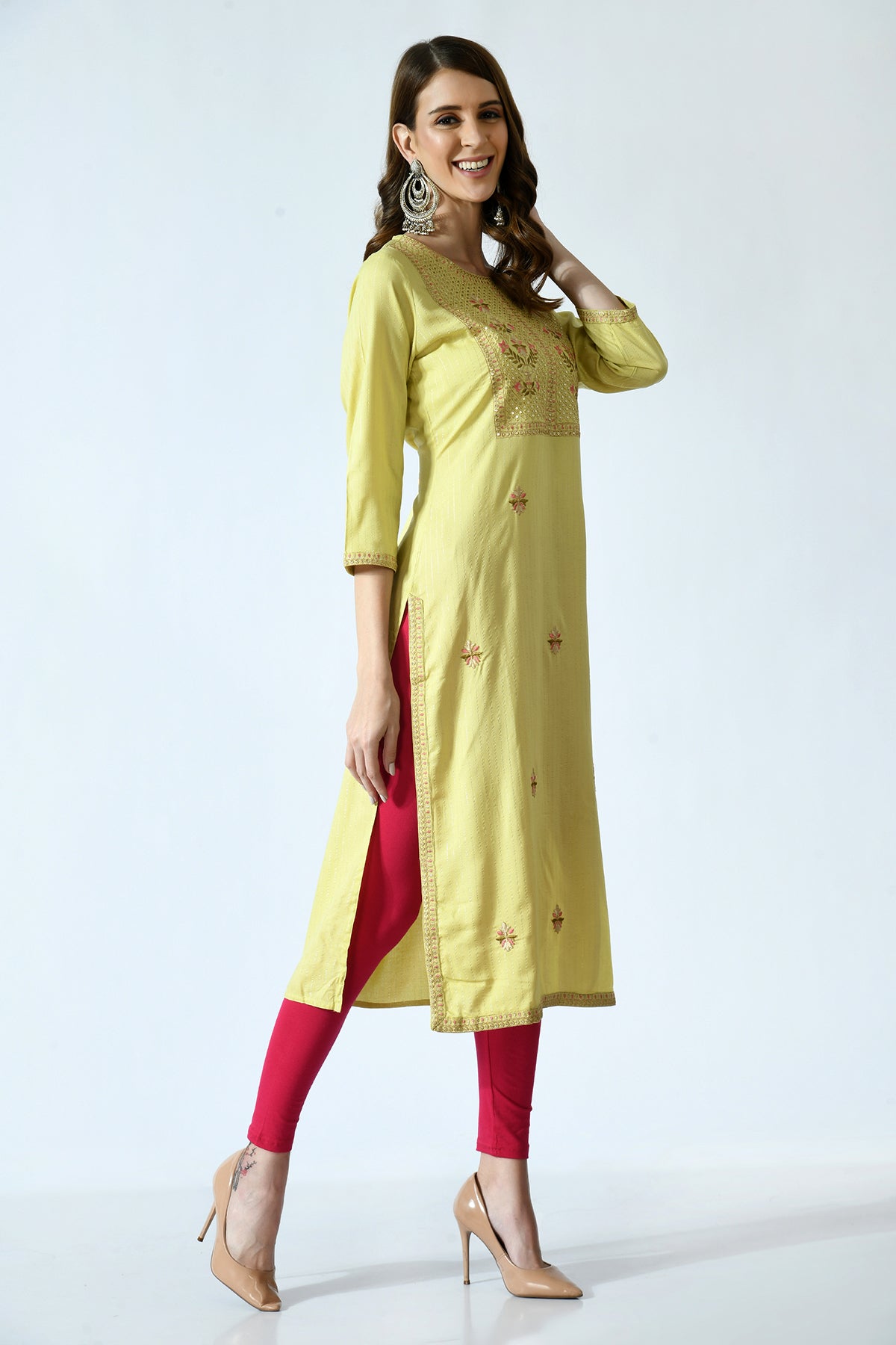 Green Embroidered Kurta
