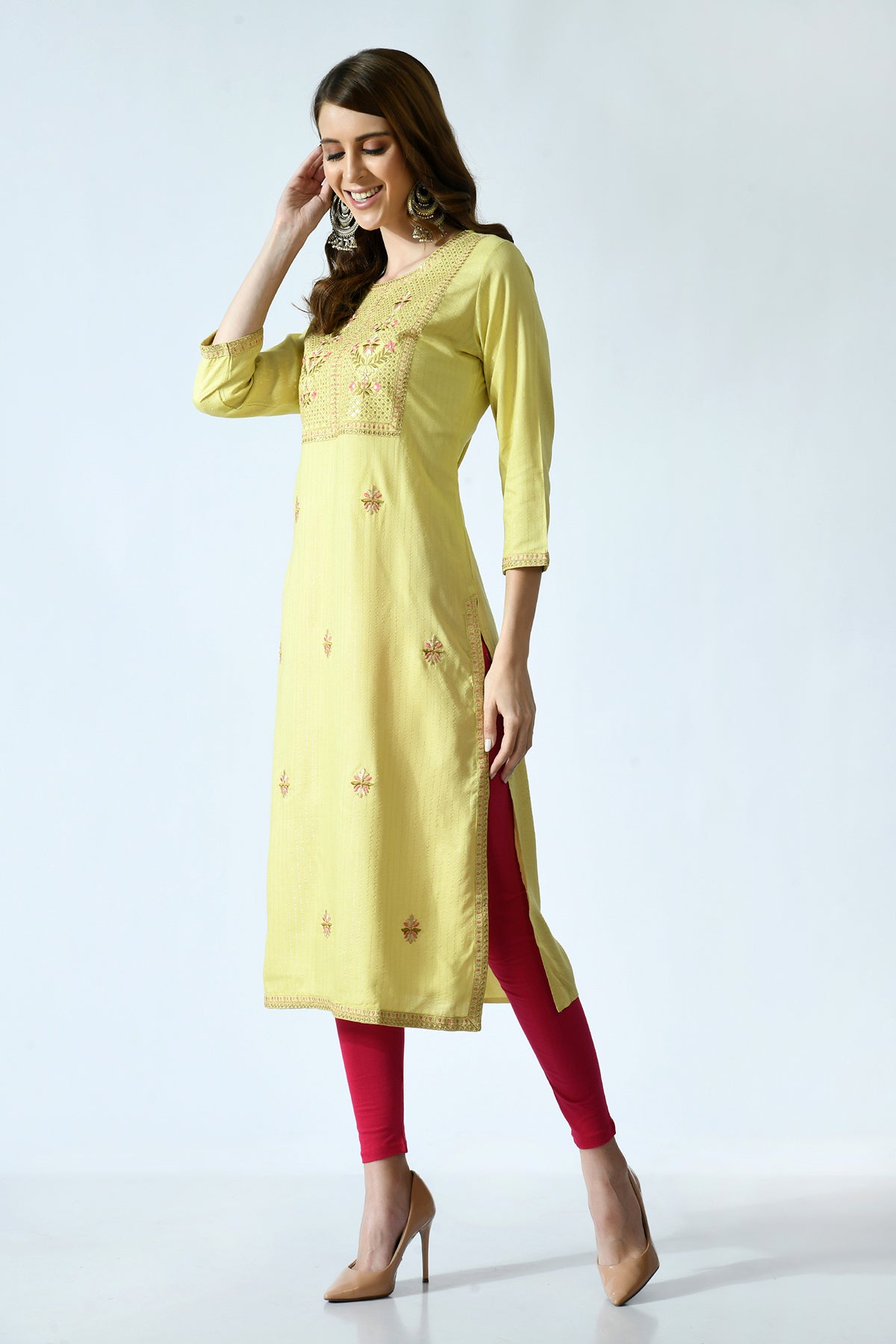 Green Embroidered Kurta