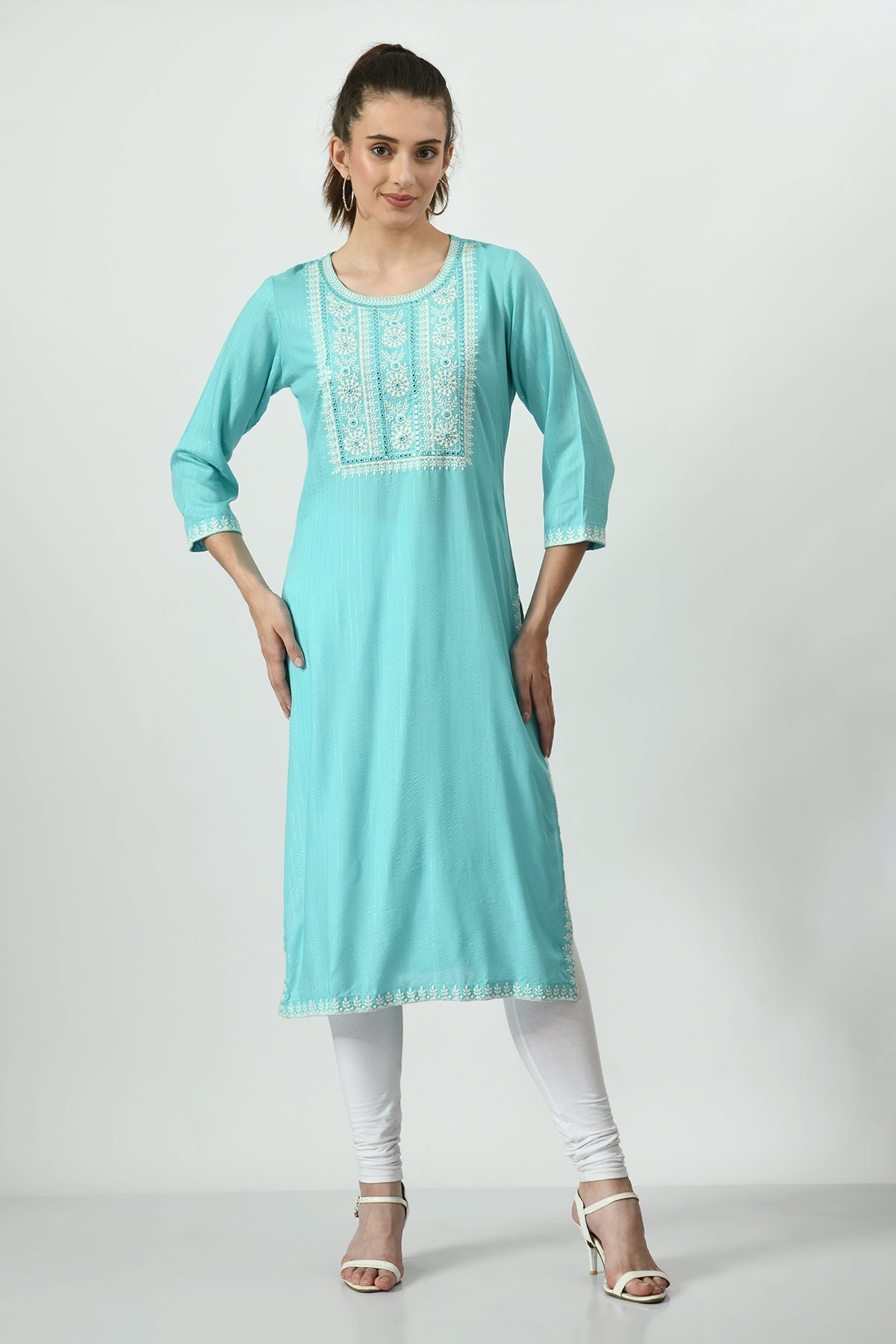 Green Embroidered Kurta
