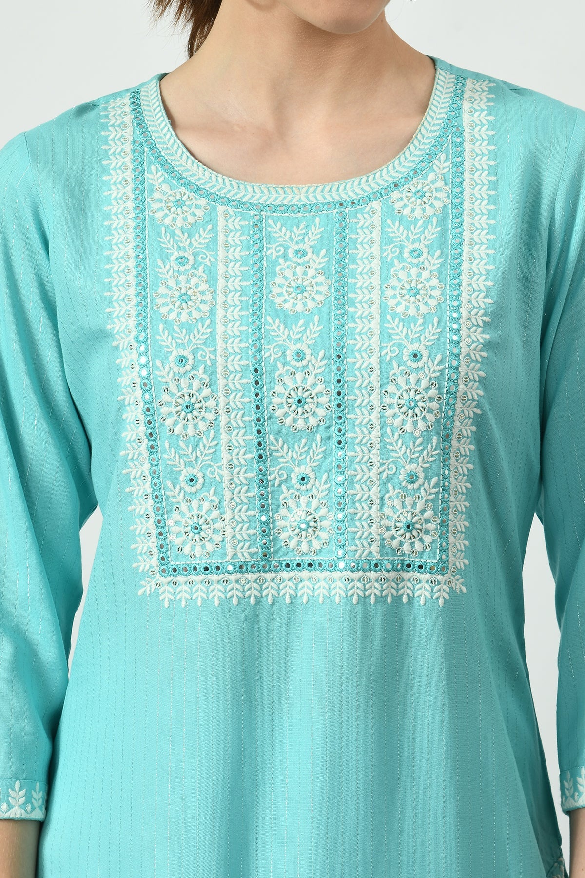 Green Embroidered Kurta